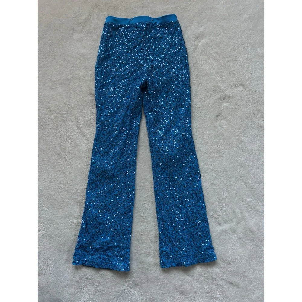 Weissman Blue sequin flare pants w/ elastic waistband . Size: MC #dance #costume